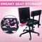 Pink Power Pink Sewing Chair with Wheels and Adjustable Back Support - Hydraulic Armless Sewing Machine Chair for Crafting, Quilting - Room Furniture - Ergonomically Designed Professional Craft Chair